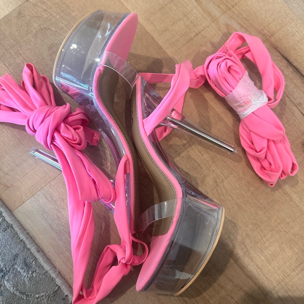 Pink platform heels